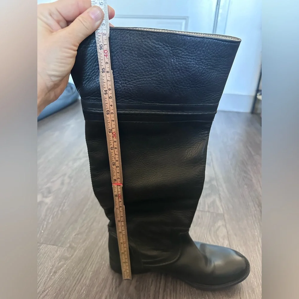 Frye Melissa Trapunto Black Leather Tall Riding/Equestrian Boot 8.5 size